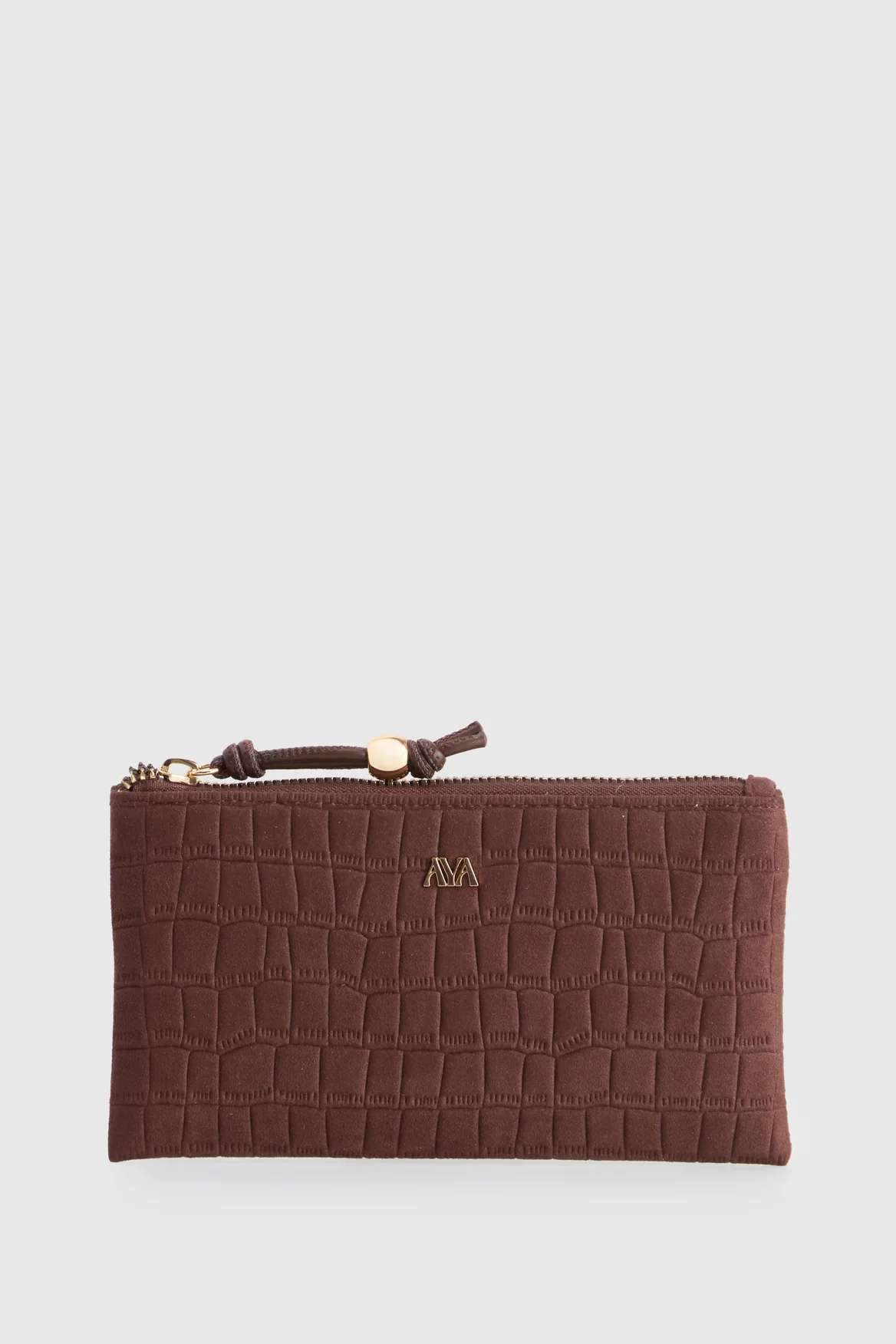 Croc Suede Zip Pouch Wallet