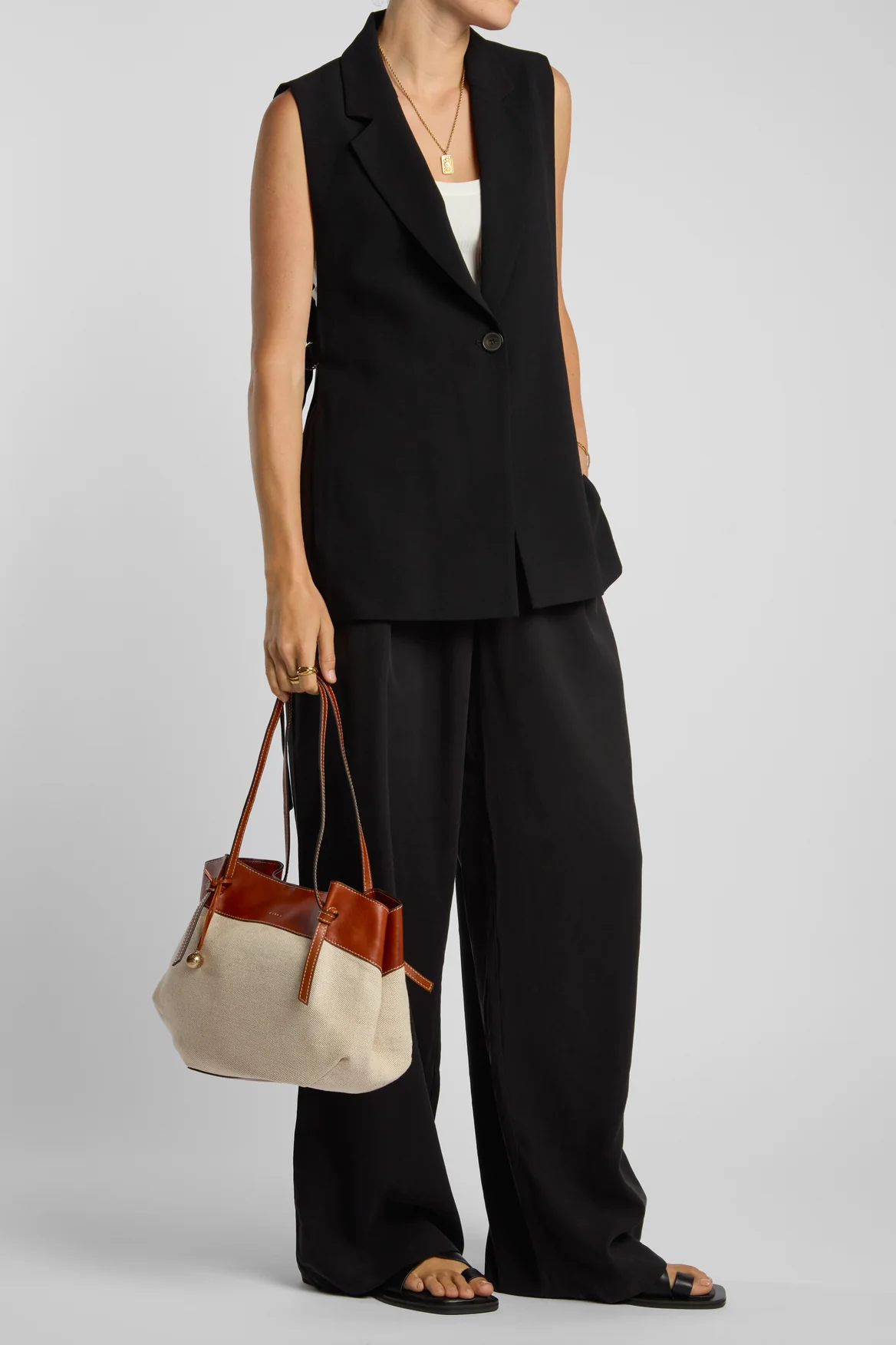 Alana Leather Canvas Tote Bag - Image 6