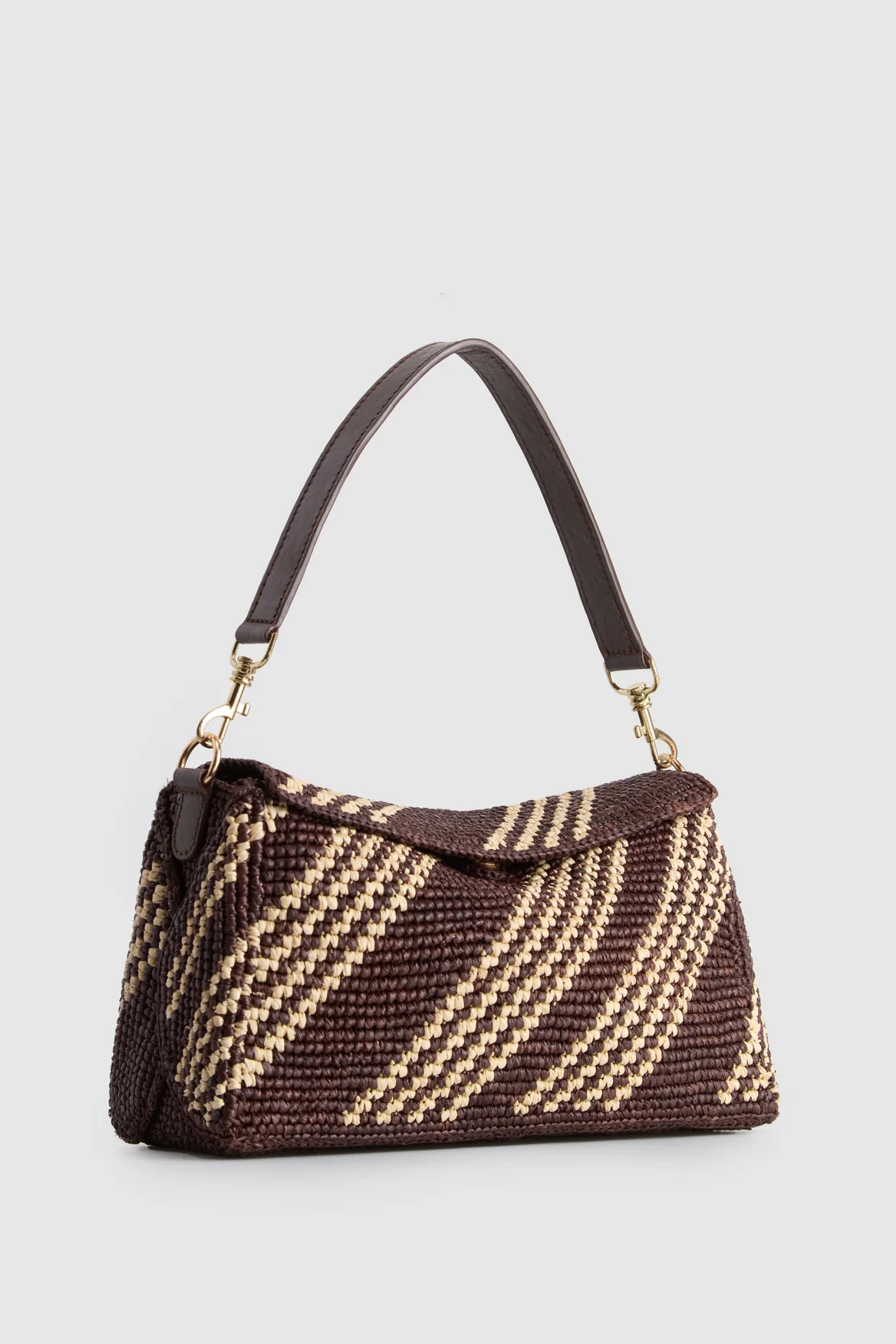 Clara Leather Raffia Shoulder Bag - Image 2