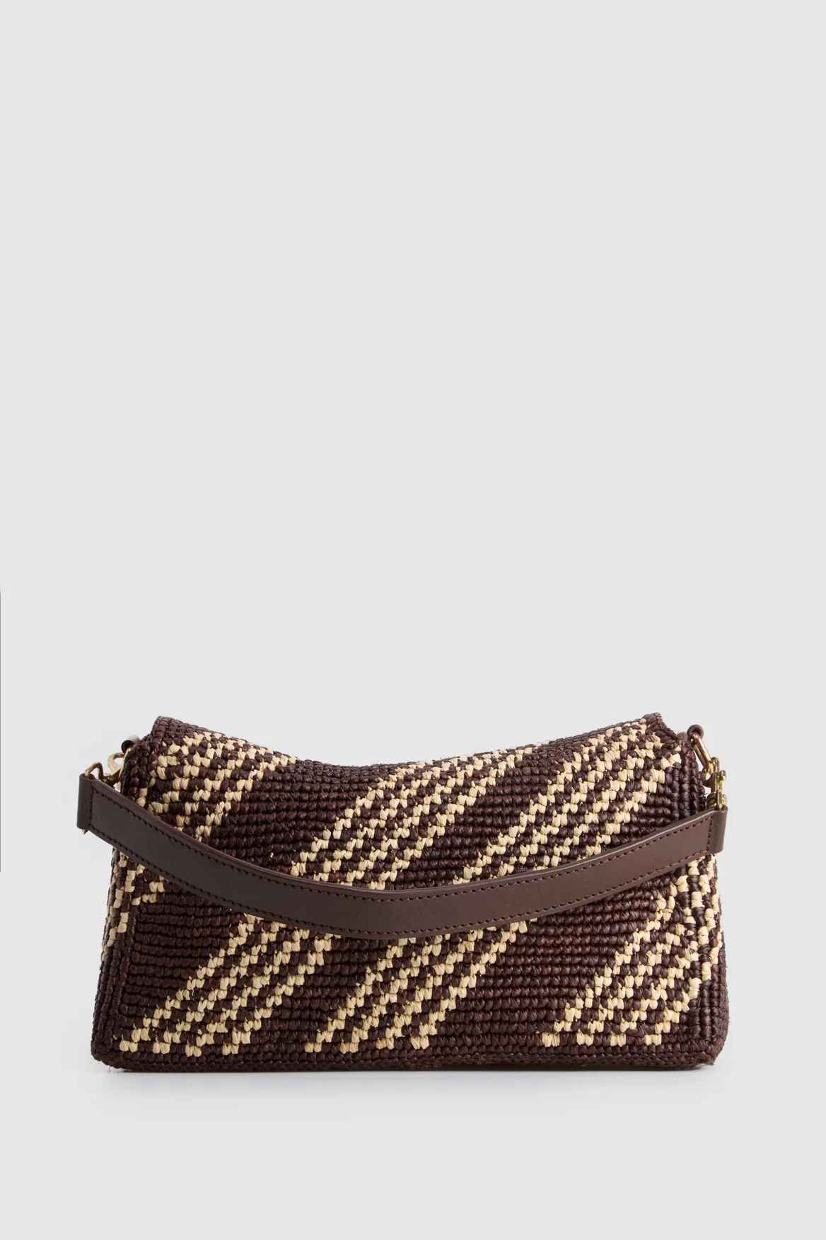 Clara Leather Raffia Shoulder Bag - Image 3