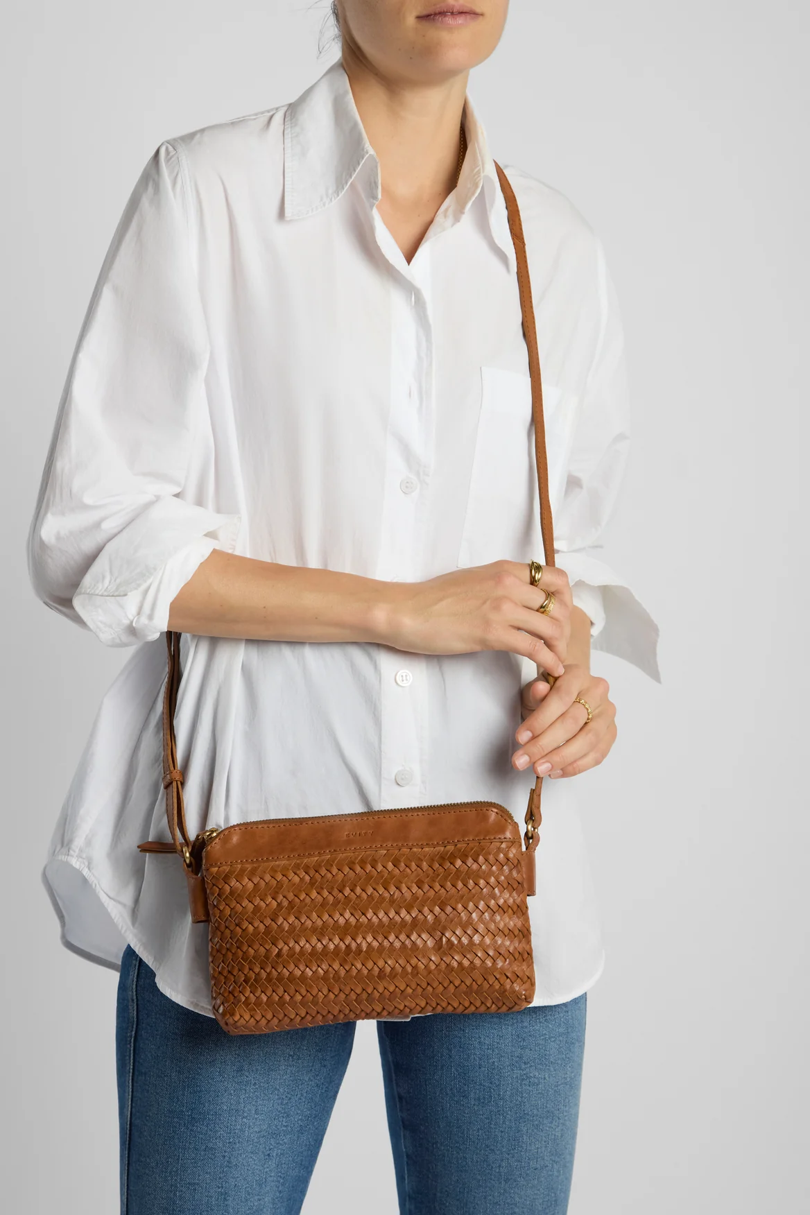 Elise Leather Weave Crossbody Bag - Image 2