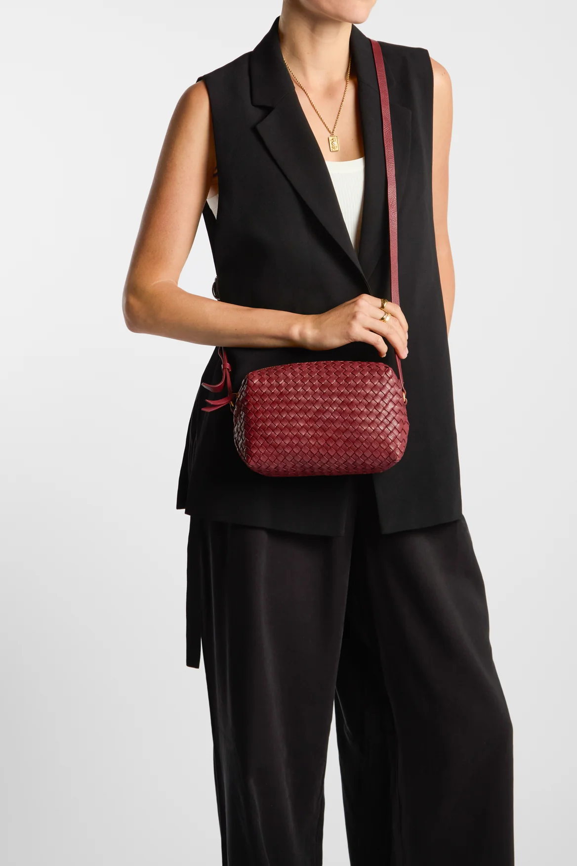 Margo Leather Weave Crossbody Bag - Image 2