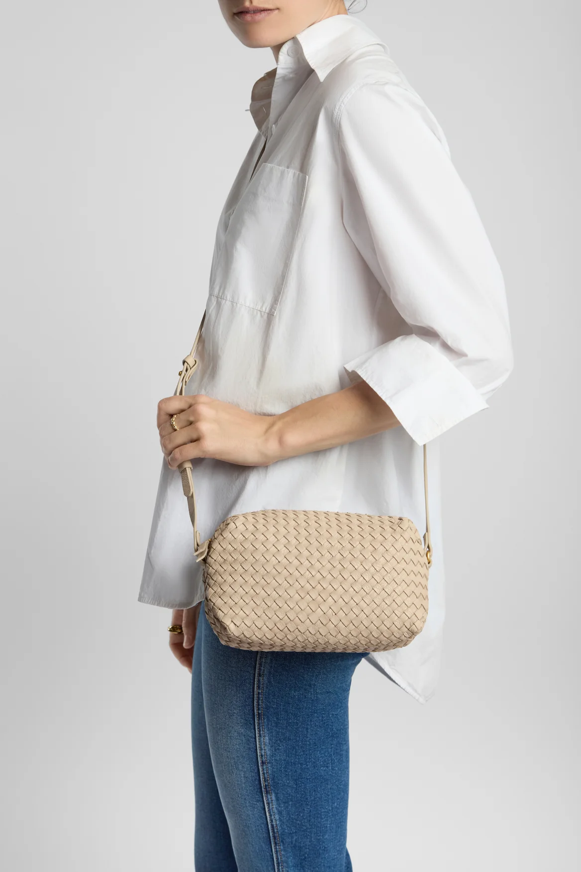 Margo Leather Weave Crossbody Bag - Image 3