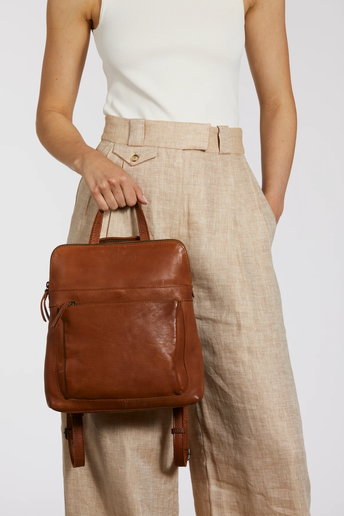 Maya Leather Convertible Backpack - Image 4