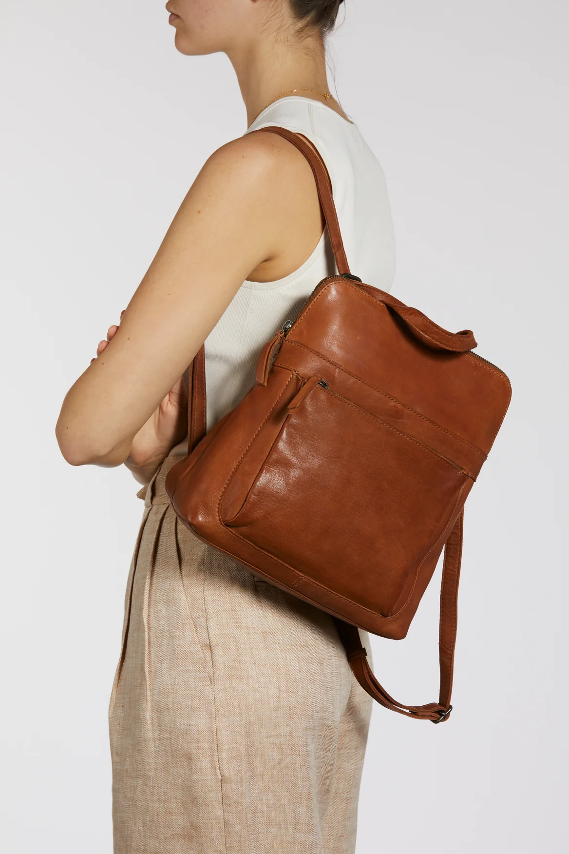 Maya Leather Convertible Backpack - Image 6