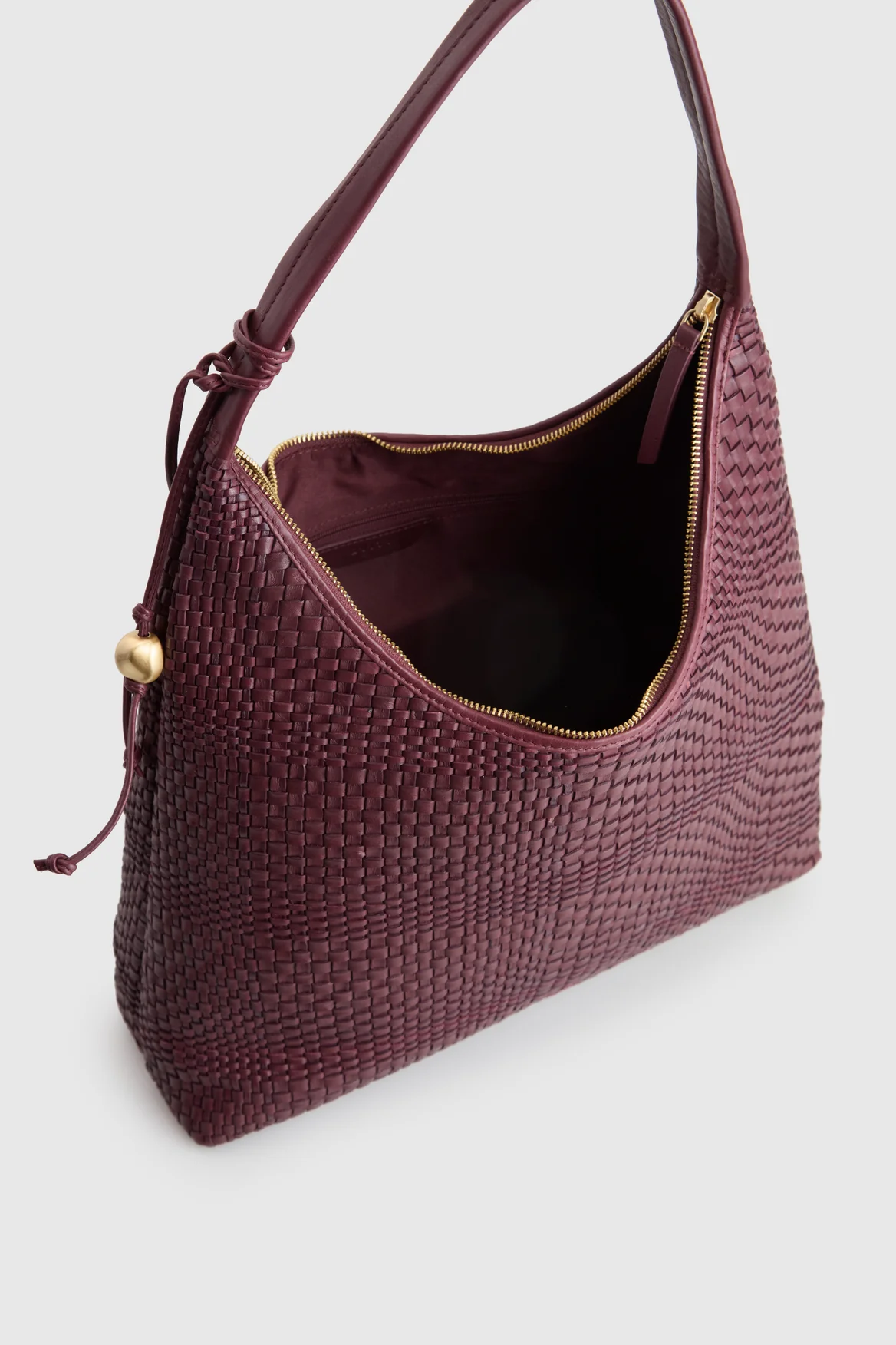 Nina Leather Weave Hobo Bag - Image 4