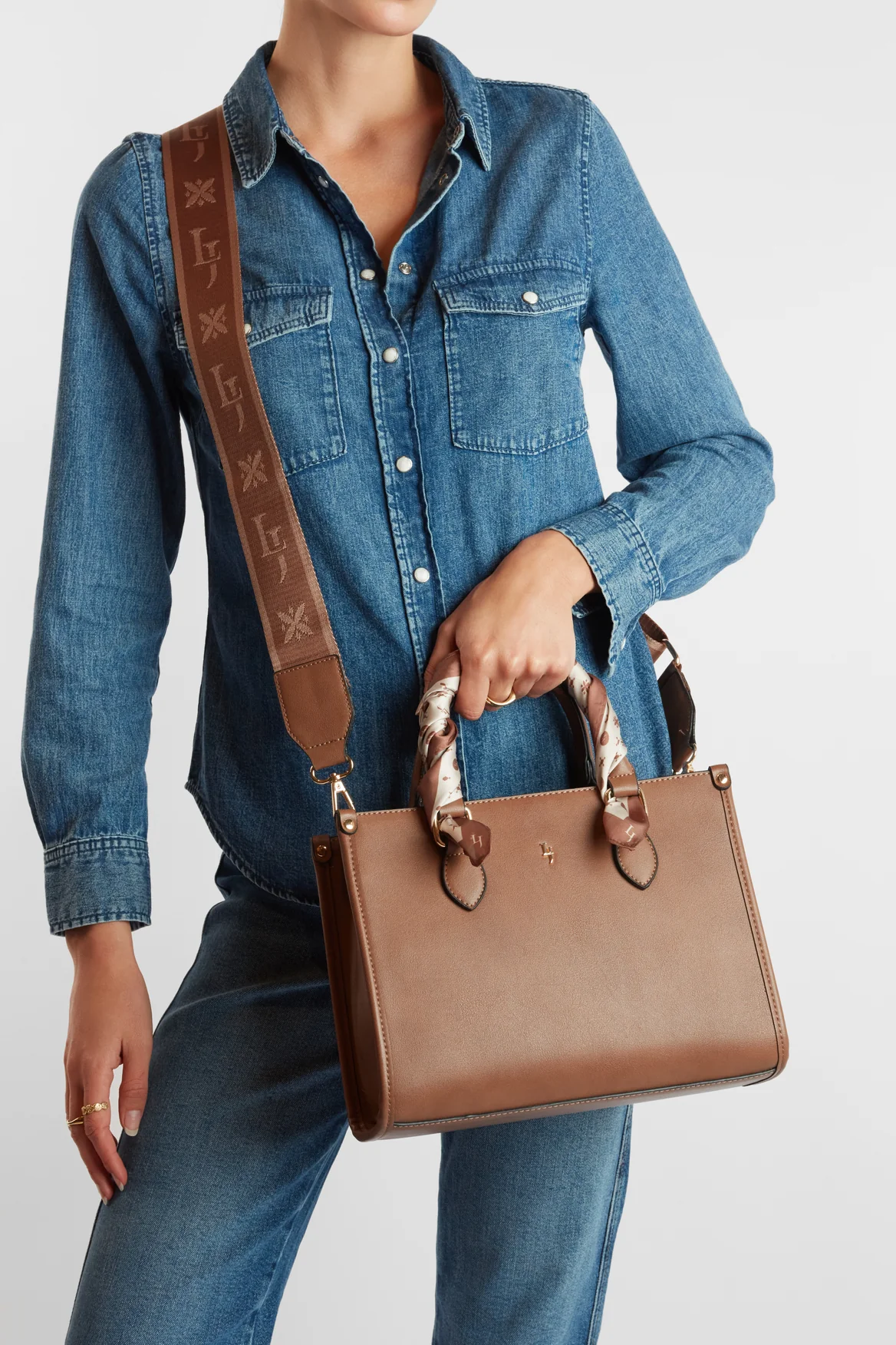 Small Tote Bag With Scarf - Image 7